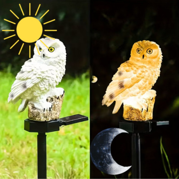 Градинска Led соларна лампа бухал - красива декорация за вашият двор 5