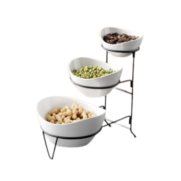 Комплект 3 керамични купи за ядки на три нива с метална стойка 5