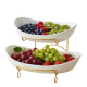 Луксозна двуетажна етажерка за плодове с керамични купи и златна стойка (2 нива) 3