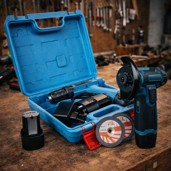 Комплект от безжичен винтоверт с Led осветление и безчетков ъглошлайф - практичност и прецизност 3