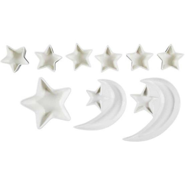 Луксозен комплект плата и купички във форма на Полумесец и Звезда - 9 части, бял порцелан 7