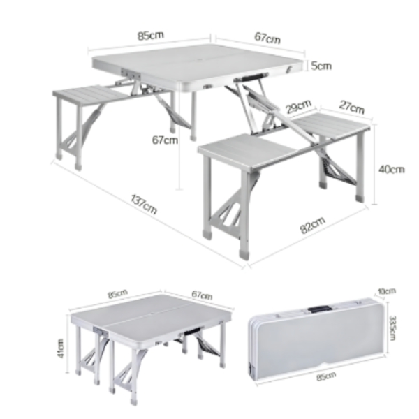 Комплект сгъваема маса с вградени 4 стола за къмпинг,риболов,пикник,туризъм