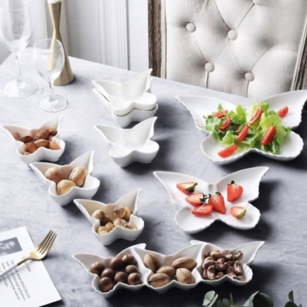 Елегантен комплект за сервиране от висококачествен порцелан, дизайн "Пеперуда" - 9 части 2