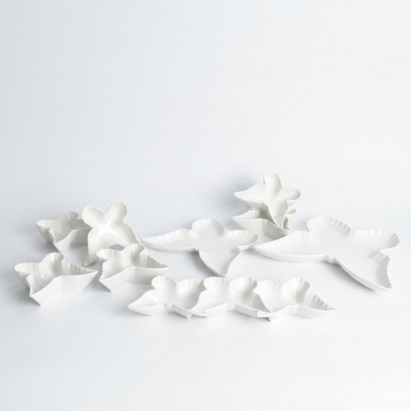 Елегантен комплект за сервиране от висококачествен порцелан, дизайн "Пеперуда" - 9 части