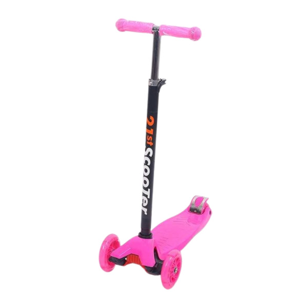 Детска сгъваема тротинетка 21st Scooter със светещи силиконови колела, розова 5