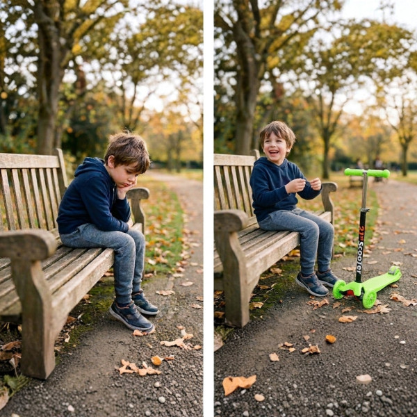 Детска сгъваема тротинетка 21st Scooter със светещи силиконови колела, Зелена