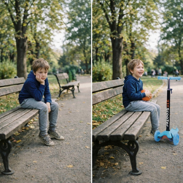 Детска тротинетка 21st Scooter със светещи колела, сгъваема, до 50кг – Синя