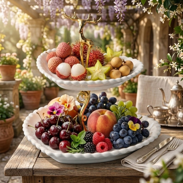 Луксозна поставка за десерти и плодове с елемент елен - 26х23см, HL-12111-W 3