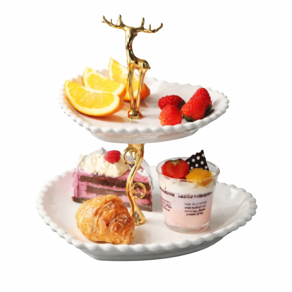 Луксозна поставка за десерти и плодове с елемент елен - 26х23см, HL-12111-W 5