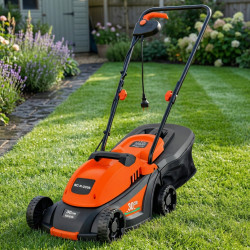 Мощна и лека електрическа градинска косачка 1000W, Кош за трева 35L, Регулируема височина, 3 нива на косене