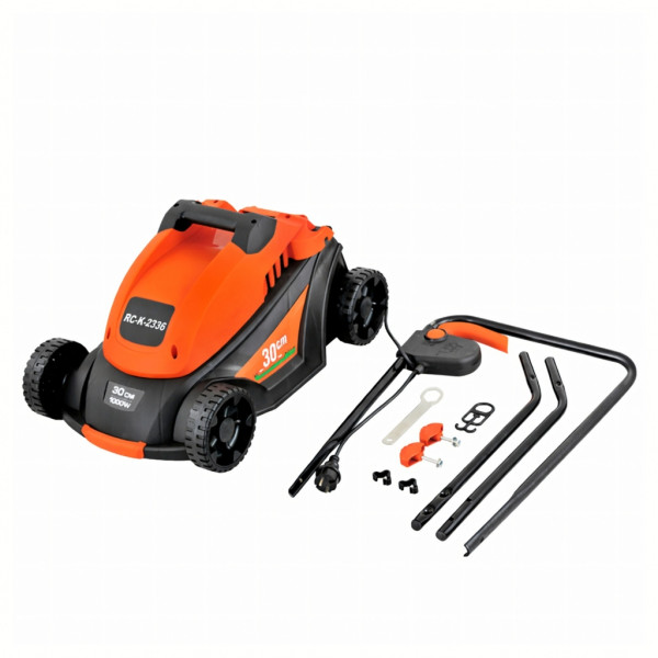 Мощна и лека електрическа градинска косачка 1000W, Кош за трева 35L, Регулируема височина, 3 нива на косене