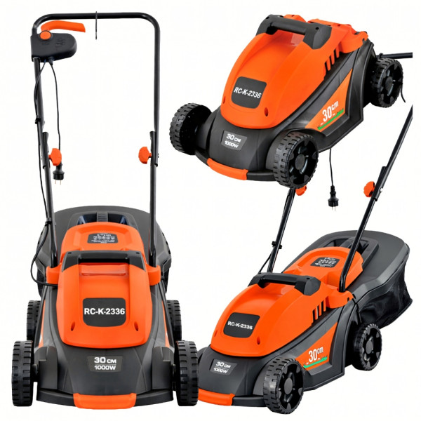 Мощна и лека електрическа градинска косачка 1000W, Кош за трева 35L, Регулируема височина, 3 нива на косене