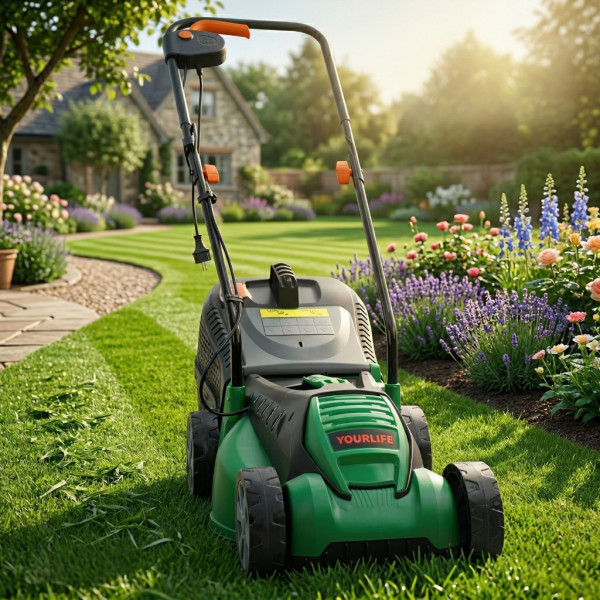 Електрическа косачка за трева 1600W – Лека и мощна, 32 см ширина, 30L кош, 3 нива на косене 1