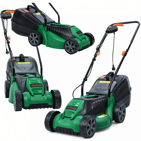 Електрическа косачка за трева 1600W – Лека и мощна, 32 см ширина, 30L кош, 3 нива на косене