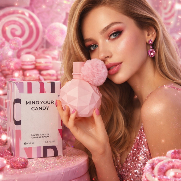 Дамски парфюм Mind Your Candy, 100 мл – Флорално-плодов аромат с нотки на маршмелоу и ванилия