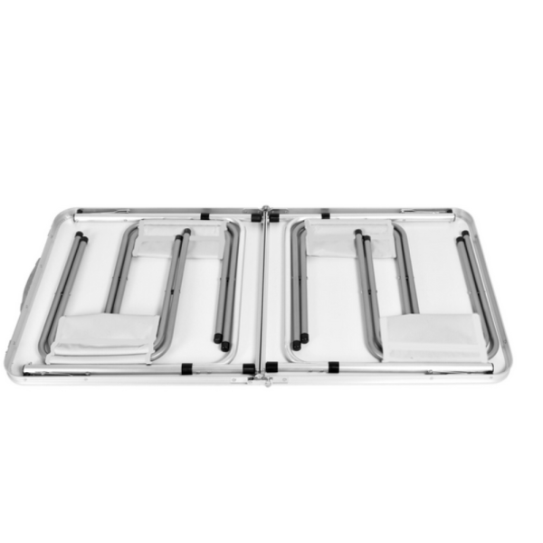 Комплект сгъваема къмпинг маса с 4 стола, регулируема височина, дизайн "куфар" в сив цвят 4