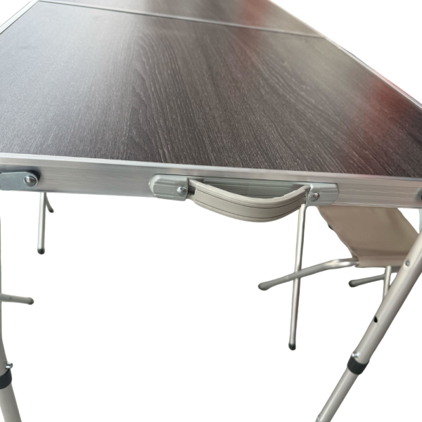 Комплект сгъваема къмпинг маса с 4 стола, регулируема височина, дизайн "куфар" в сив цвят