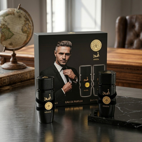 Мъжки комплект парфюми Asada, 2х50мл, EDP – Интензивен кехлибарен аромат за мъже