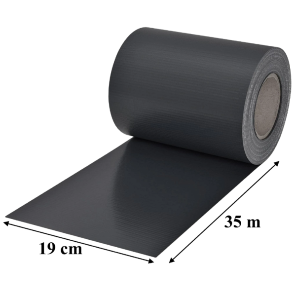 Антрацитна оградна лента 19 см x 35 м – UV устойчива и лесна за монтаж