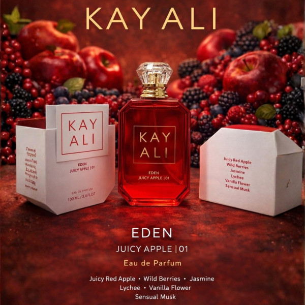 Парфюм Kayali Eden Juicy Apple 01, EDP, 100 мл - Неустоимо изкушение с аромат на червена ябълка и горски плодове
