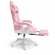 Ергономичен розов геймърски стол с поставка за крака - регулируема облегалка и 2 възглавници за повече комфорт 9