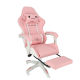 Ергономичен розов геймърски стол с поставка за крака - регулируема облегалка и 2 възглавници за повече комфорт 10
