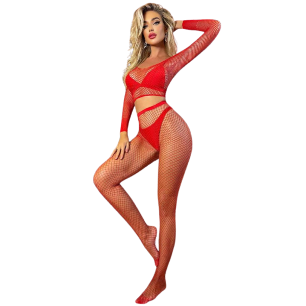 Еротичен комплект 2 части в червено - модерна визия и съблазнителен стил