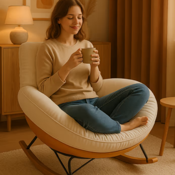 Елегантен люлеещ се стол с удобна възглавница за максимален комфорт