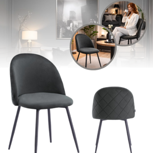 Дизайнерски сив стол FARO – тапициран, стабилен и удобен