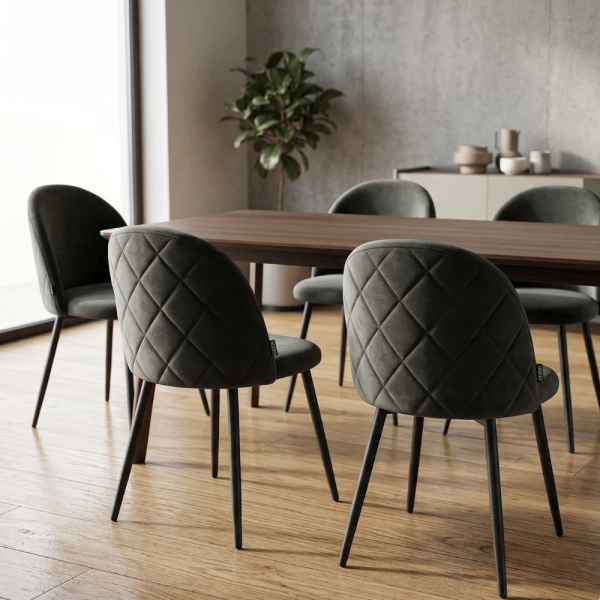 Дизайнерски сив стол FARO – тапициран, стабилен и удобен 8