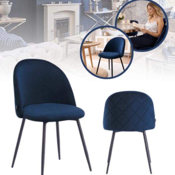 Дизайнерски син стол FARO – тапициран, стабилен и удобен 5