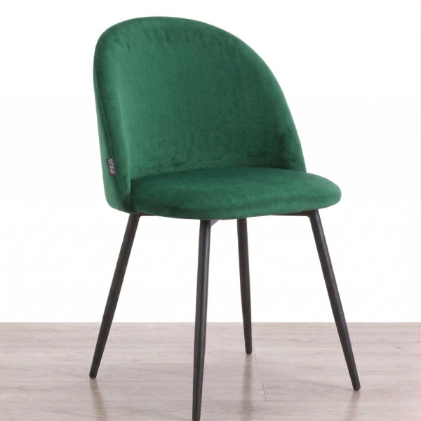 Дизайнерски зелен стол FARO – тапициран, стабилен и удобен 1