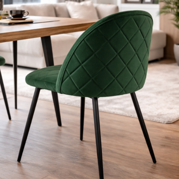 Дизайнерски зелен стол FARO – тапициран, стабилен и удобен 4