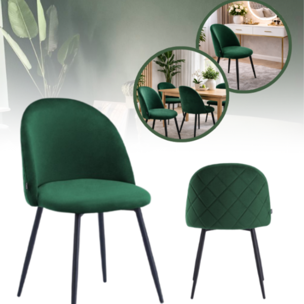 Дизайнерски зелен стол FARO – тапициран, стабилен и удобен 6