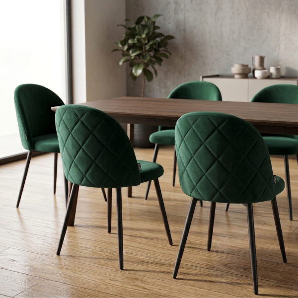 Дизайнерски зелен стол FARO – тапициран, стабилен и удобен 8