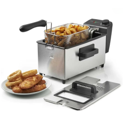 Електрически фритюрник Cheffinger CF-EDP3.0 3L, 2000W, неръждаема стомана, регулируема температура, прозрачен капак