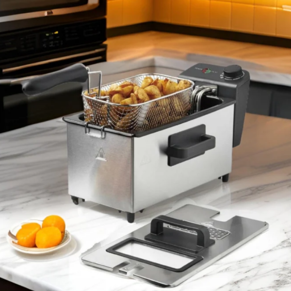 Електрически фритюрник Cheffinger CF-EDP3.0 3L, 2000W, неръждаема стомана, регулируема температура, прозрачен капак 7