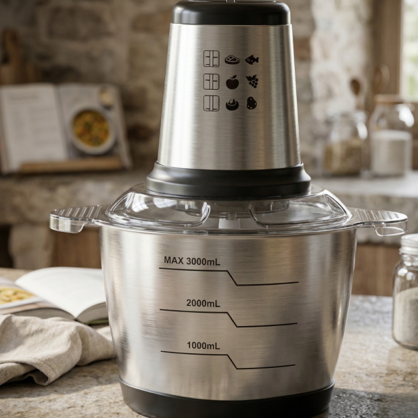 Кухненски робот Cheffinger 3L, 1000W – мощен с 2 скорости, мултифункционален чопър