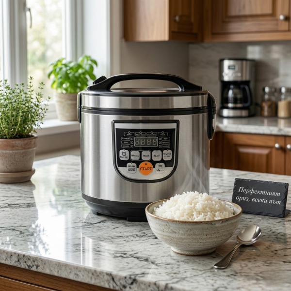 Оризоварка Cheffinger CF-RC5.0, 5L, 900W – XXL капацитет, таймер, инокс капак