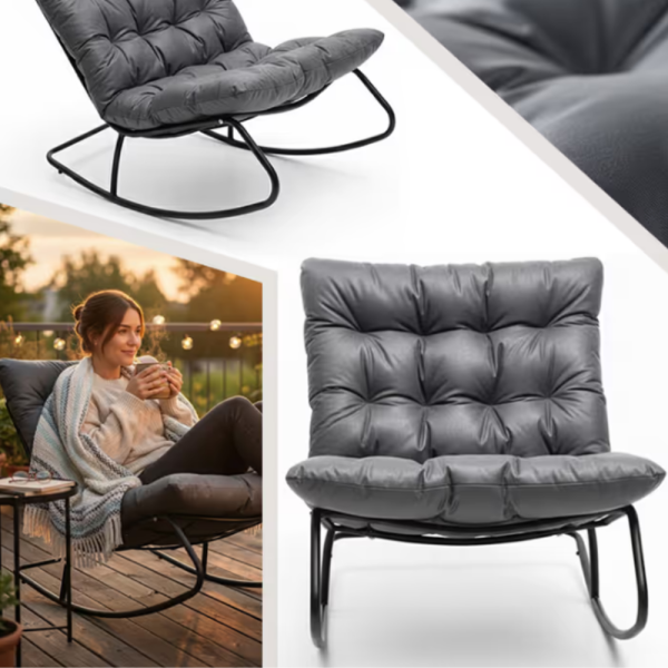 Комфортен люлеещ се стол с дебела възглавница – идеален за релакс у дома и навън 6