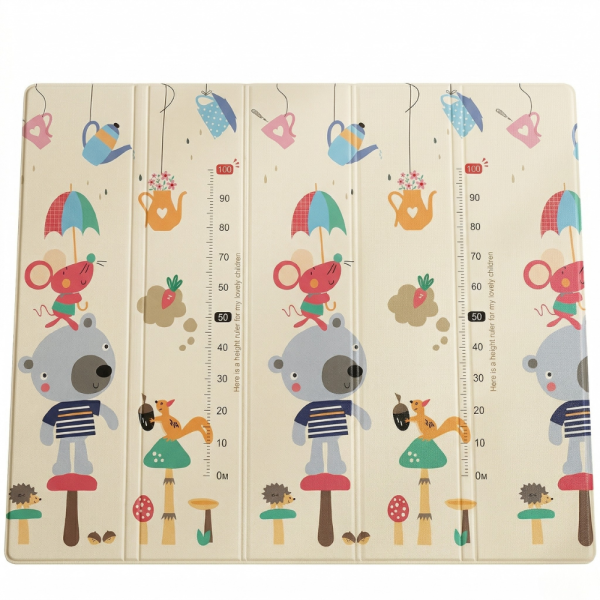 Двулицев образователен детски килим 180 х 200 см - водоустойчив, сгъваем, високакачествена и безопасна мека пяна 6