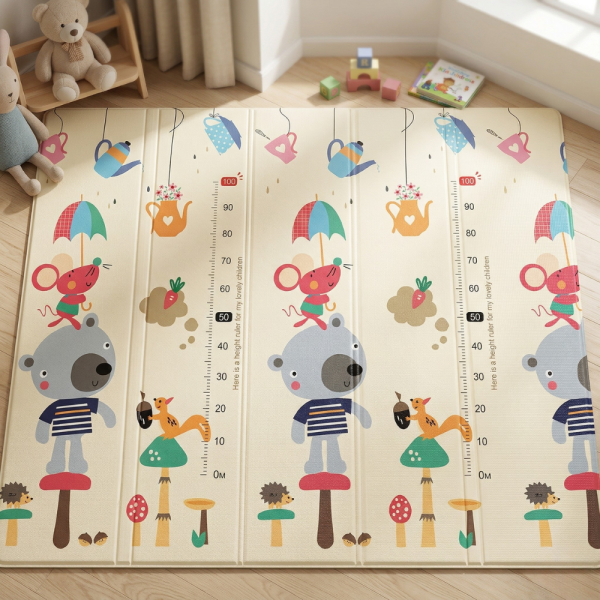 Двулицев образователен детски килим 180 х 200 см - водоустойчив, сгъваем, високакачествена и безопасна мека пяна 2