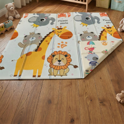 Двулицев образователен детски килим 180 х 200 см - водоустойчив, сгъваем, високакачествена и безопасна мека пяна
