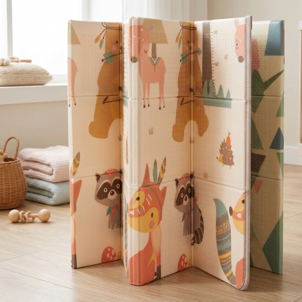 Двулицев образователен детски килим Горски животни 180 х 200 см - водоустойчив, сгъваем 2