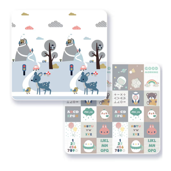 Двулицев образователен детски килим Азбука, цифри и животни 180 х 200 см - водоустойчив, сгъваем 4