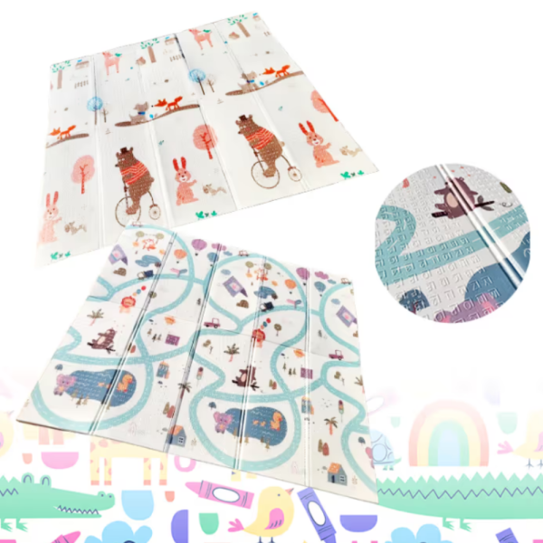 Двулицев образователен детски килим Горски лабиринт 180 х 200 см - водоустойчив, сгъваем