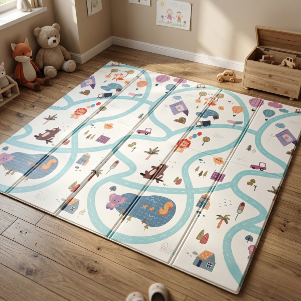 Двулицев образователен детски килим Горски лабиринт 180 х 200 см - водоустойчив, сгъваем 2