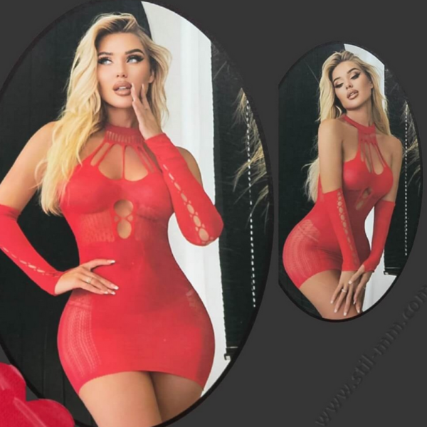 Мини мрежеста рокля с ръкави - комбинация от елегантност, женственост и пикантност 5