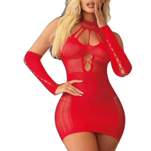 Мини мрежеста рокля с ръкави - комбинация от елегантност, женственост и пикантност