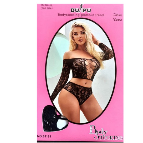 Дантелен комплект с флорални мотиви от 2 части - нежност и женственост 6